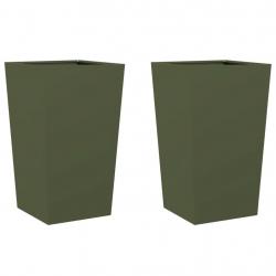 Jardinière bac lit surélevé plantes fleurs jardin terrasses lot de 2 olive 45 x 45 x 75 cm acier ve