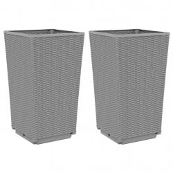 Jardinière bac lit surélevé plantes fleurs jardin terrasses lot de 2 clair 32,5 x 32,5 x 57 cm poly