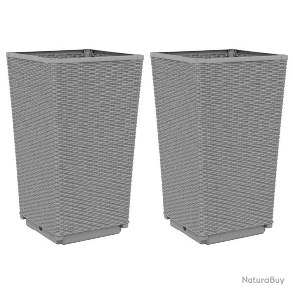 Jardinire bac lit surlev plantes fleurs jardin terrasses lot de 2 clair 32,5 x 32,5 x 57 cm poly