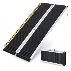 Rampe d'accès en aluminium avec plaque de transition et surface antidérapante autocollants d'averti