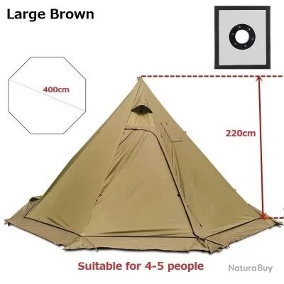 Tente Tipi Chaude De Camping Avec Fenêtre Cheminée - 2 Portes, Polyéthylène, Couleur Beige, Ultralégère