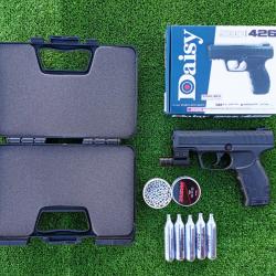 Pistolet Daisy 426 Bbs Acier 4,5 mm ,430 Fps ,131 m/seg. + 500 billes acier + Laser Rouge + Mallette