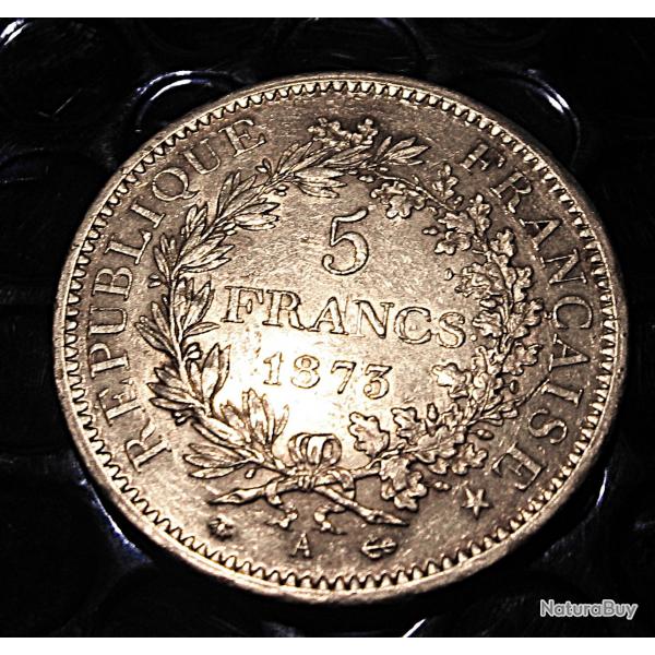 France piece  cu de 5 Francs  Hercule de 1873 A  (argent)