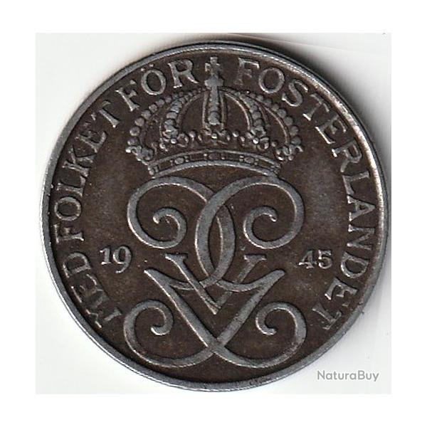 Pice de Monnaie Sude 5 re - Gustaf V fer 1945