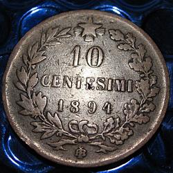 Italie piece de 10 centesimi  Umberto I 1894 ttb