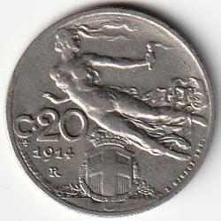 Pièce de Monnaie Italie 20 centesimi1914