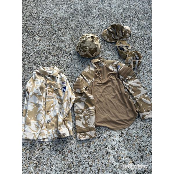 Lot Casque MK6 + Ensemble DPM sable  arme Anglaise