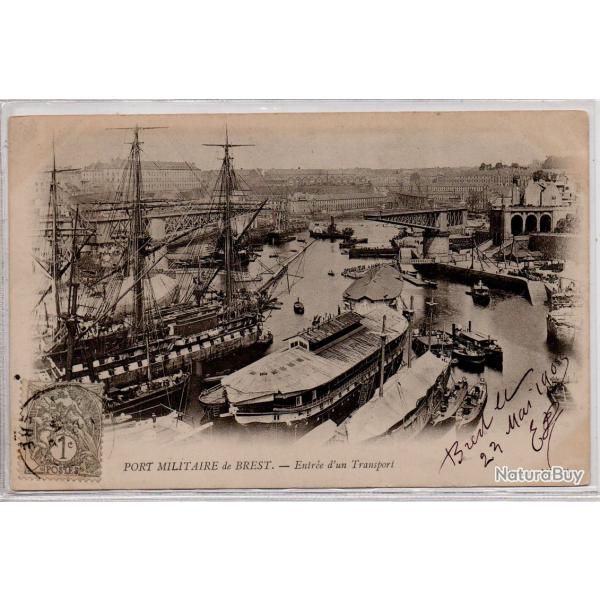 CPA - PORT MILITAIRE DE BREST-ENTREE DUN TRANSPORT N1004