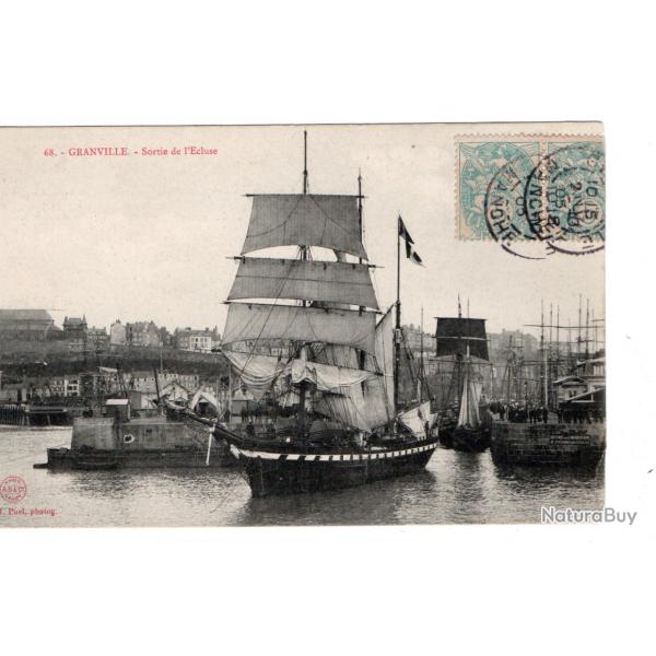 CPA -MARINE GRANVILLE- SORTIE DE L ECLUSE N333