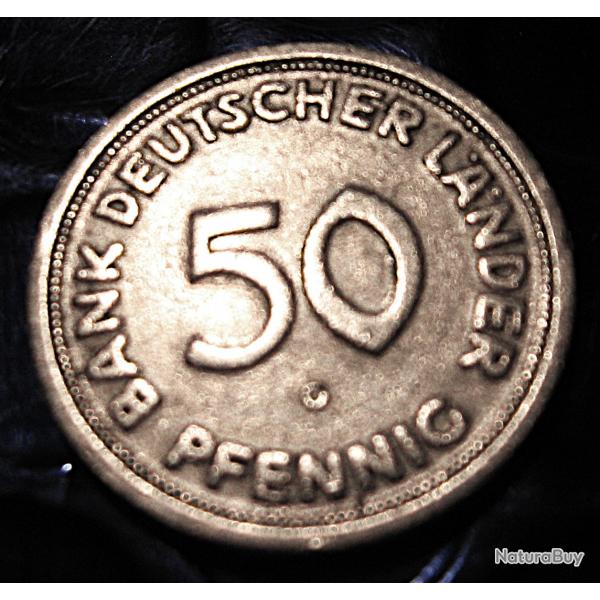 Allemagne pice de 50 pfenning (bank deutscher lander) 1949 G ttb