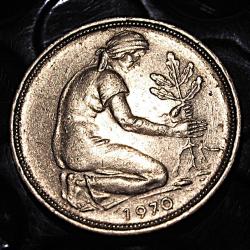 Allemagne piéce de 50 pfenning (bank deutscher lander) 1970 D TTB