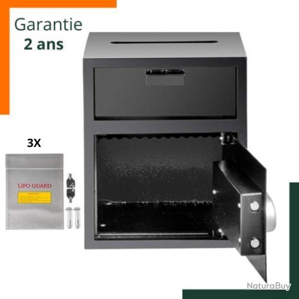 Coffre-fort compartiment avec fente de dpt et 3 sacs ignifugs - Garantie 2 ans