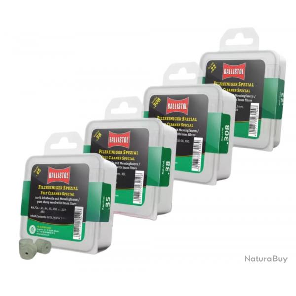 Tampon de nettoyage BALLISTOL Feutre Special Cal .22 - 60 Pcs