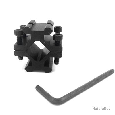 Adaptateur De Montage 34 Mm Avec Rail Picatinny 4 Fentes - Pour Lunette Tactique, Lampe, Optique - Aluminium Noir