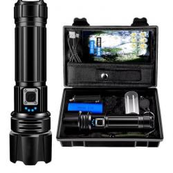 ENCHERE.Lampe Torche Tactique LED XHP70.2 - 50000 Lumens 5 Modes Éclairage Batterie Étanche IP67....