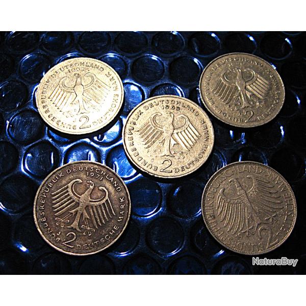 Allemagne piece de 2 deutsches mark  annes disponibles 1947-1958-1969-1971 -1992 ttb