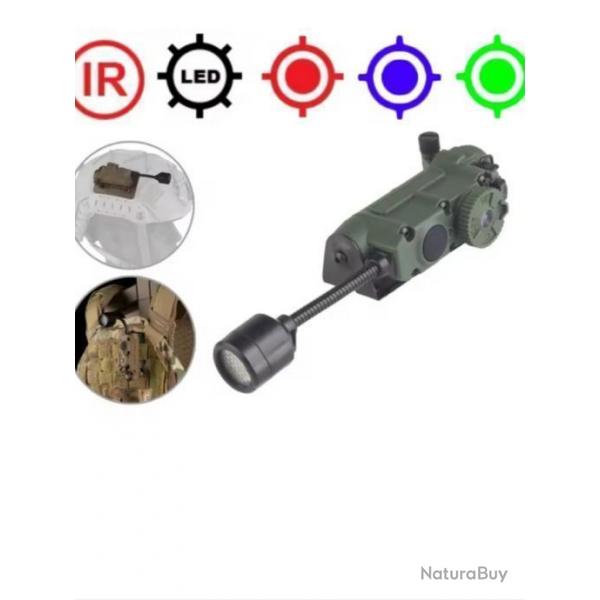 Lampe latral  stroboscopique pour casque balistique FAST//Montage rail ARC//clip de casque