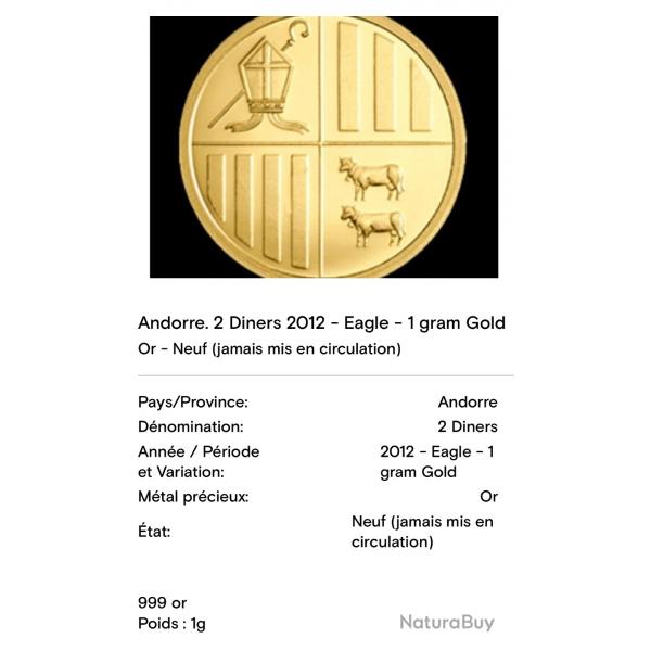 andorre 2 diners 2012 eagle 1g 