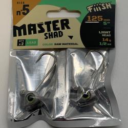 Tête plombée master shad 125 light head 14g couleur raw material