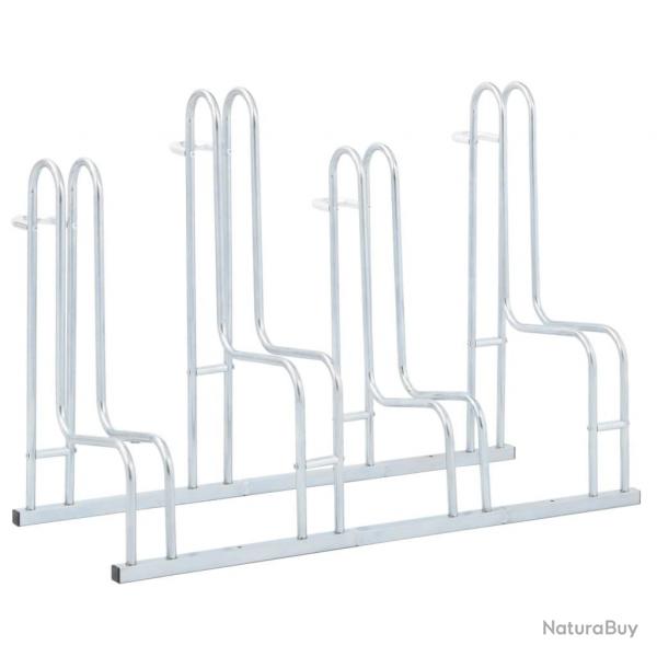 Support de vlo au sol autoportant pour 4 vlos acier galvanis