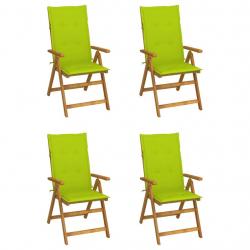 Chaises inclinables de jardin lot de 4 et coussins Bois acacia