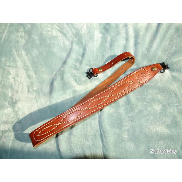 Bretelle de fusil/carabine en cuir avec attaches rapides (3)