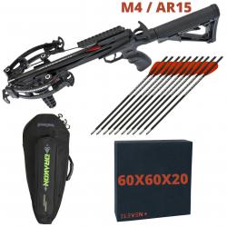 Pack arbalète FMA Supersonic à crosse longue + 10 flèches + housse + cible Standard 111gr
