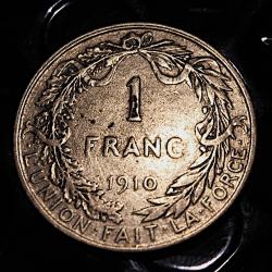 Belgique  piece de 1 franc 1910 (argent) ttb  5grs
