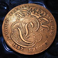 Belgique  piece de 5 CENT 1837  (cuivre) ttb diametre 28 mm