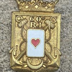 60° Régiment d'Infanterie, émail, dos guilloché, boléro lisse
