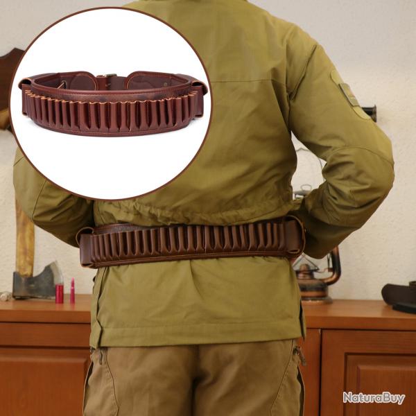 Tourbon-support de ceinture en cuir 25 cartouches avec poche 34 ''-44''