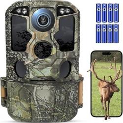 Caméra de chasse 4K UHD 84MP WiFi + Bluetooth - Vision nocturne infrarouge, 64Go SD incluse, IP67
