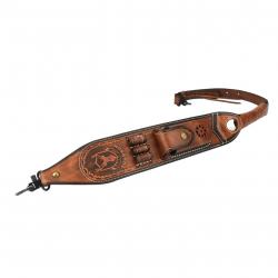 Tourbon--Sangle réglable en cuir vintage pour fusil avec émérillons
