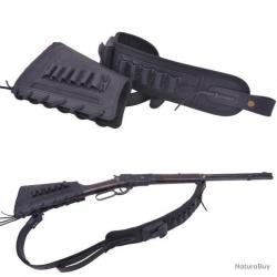 BUSC CARTOUCHIÈRE + BRETELLE 100% CUIR POUR CALIBRE .308 30-06 - NOIR - LIVRAISON GRATUITE