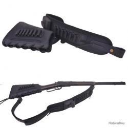 BUSC CARTOUCHIÈRE + BRETELLE 100% CUIR POUR CALIBRE .357 30-30 - NOIR - LIVRAISON GRATUITE