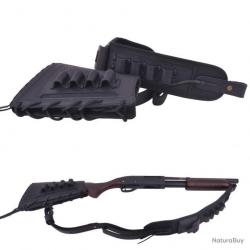 BUSC + BRETELLE CARTOUCHIÈRE 100% CUIR CALIBRE 16 - 8 EMPLACEMENTS - NOIR - LIVRAISON GRATUITE