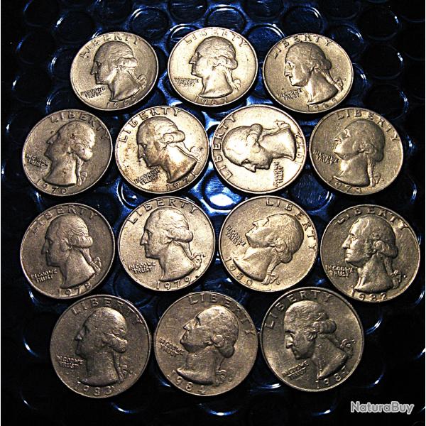 Amerique 14 pieces de quarter dollar Liberty annes differentes ttb