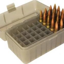 Boîte de Rangement pour 50 Munitions Calibres .243, .308 Win, 6.5 Creedmoor Grise