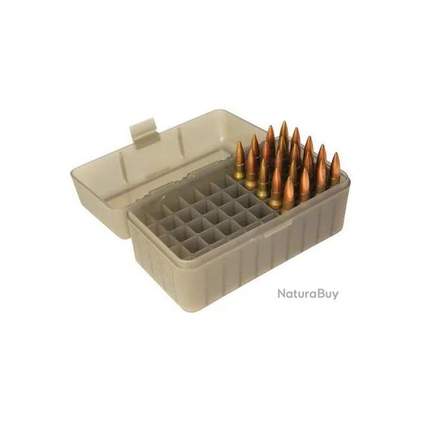 Bote de Rangement pour 50 Munitions Calibres .243, .308 Win, 6.5 Creedmoor Grise