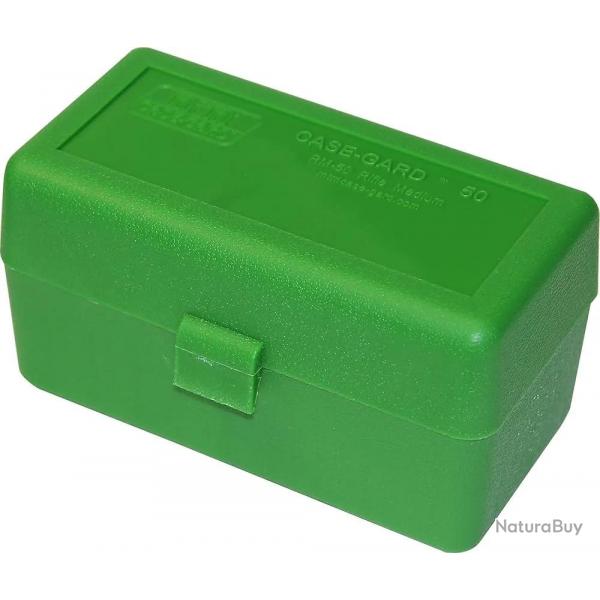 Bote de Rangement pour 50 Munitions Calibres .243, .308 Win, 6.5 Creedmoor Verte