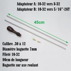 BAGUETTE DE NETTOYAGE ALUMINIUM + 2 ADAPTATEURS/RÉDUCTEURS DE FILETAGE - LIVRAISON GRATUITE