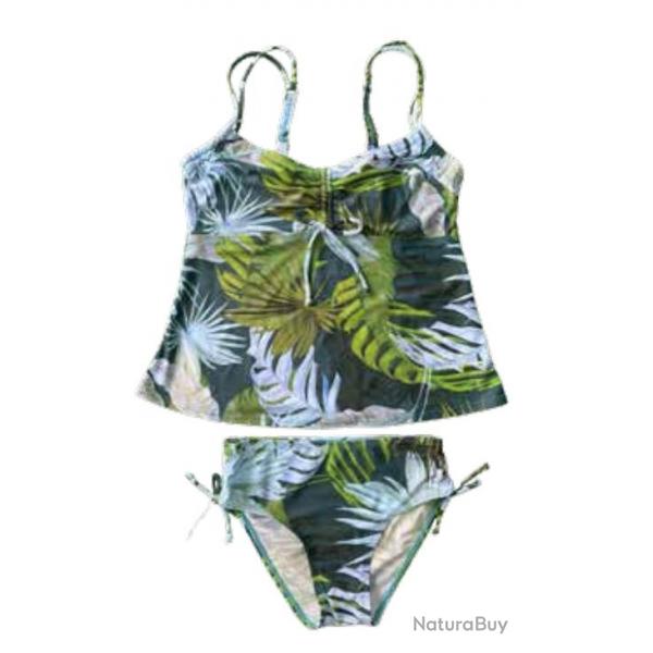 Maillot de Bain Tankini Lagon Bleu "Lara" 38 Feuilles tropicales