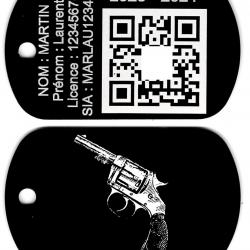Porte clé TAG militaire Licence de tir en aluminium gravé au laser (Recto / Verso)
