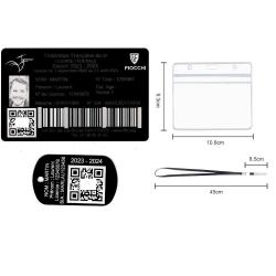 Licence de tir + Porté clé TAG militaire en aluminium gravé au laser (Recto) + Porte badge tour de c