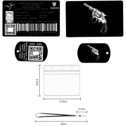 Licence de tir + Porté clé TAG militaire en aluminium gravé au laser (Recto / Verso) + Porte badge t