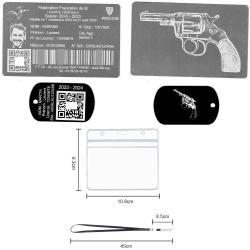 Licence de tir aluminium argentée+Porté clé TAG militaire en aluminium gravé au laser (Recto / Verso