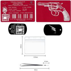 Licence de tir aluminium rouge +Porté clé TAG militaire en aluminium gravé au laser (Recto / Verso) 