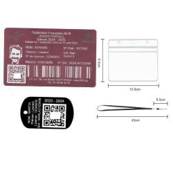 Licence de tir aluminium rose + Porté clé TAG militaire en aluminium gravé au laser (Recto) + Porte 