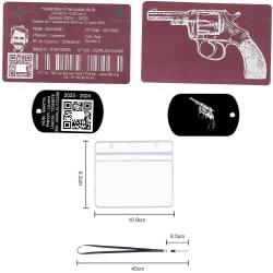Licence de tir aluminium rose +Porté clé TAG militaire en aluminium gravé au laser (Recto / Verso) +
