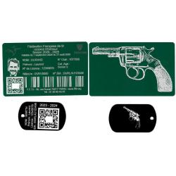 Licence de tir aluminium vert + Porté clé TAG militaire en aluminium gravé au laser (Recto / Verso)